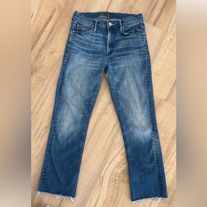 Mother the Mid Rise Dazzler Crop Fray Jean